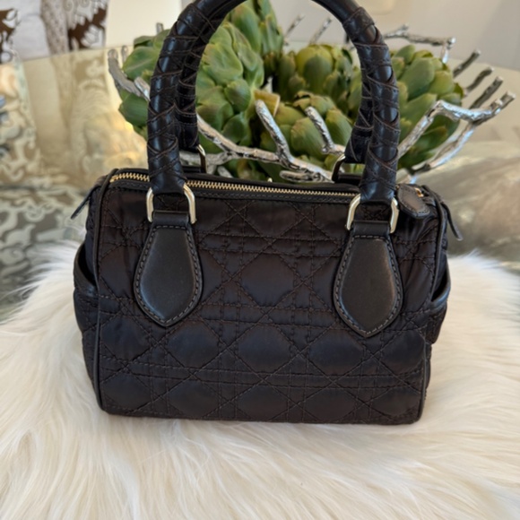 Darling Dior Satin Mini Handbag - Quilted in Brown with Gold Hardware - Picture 5 of 14